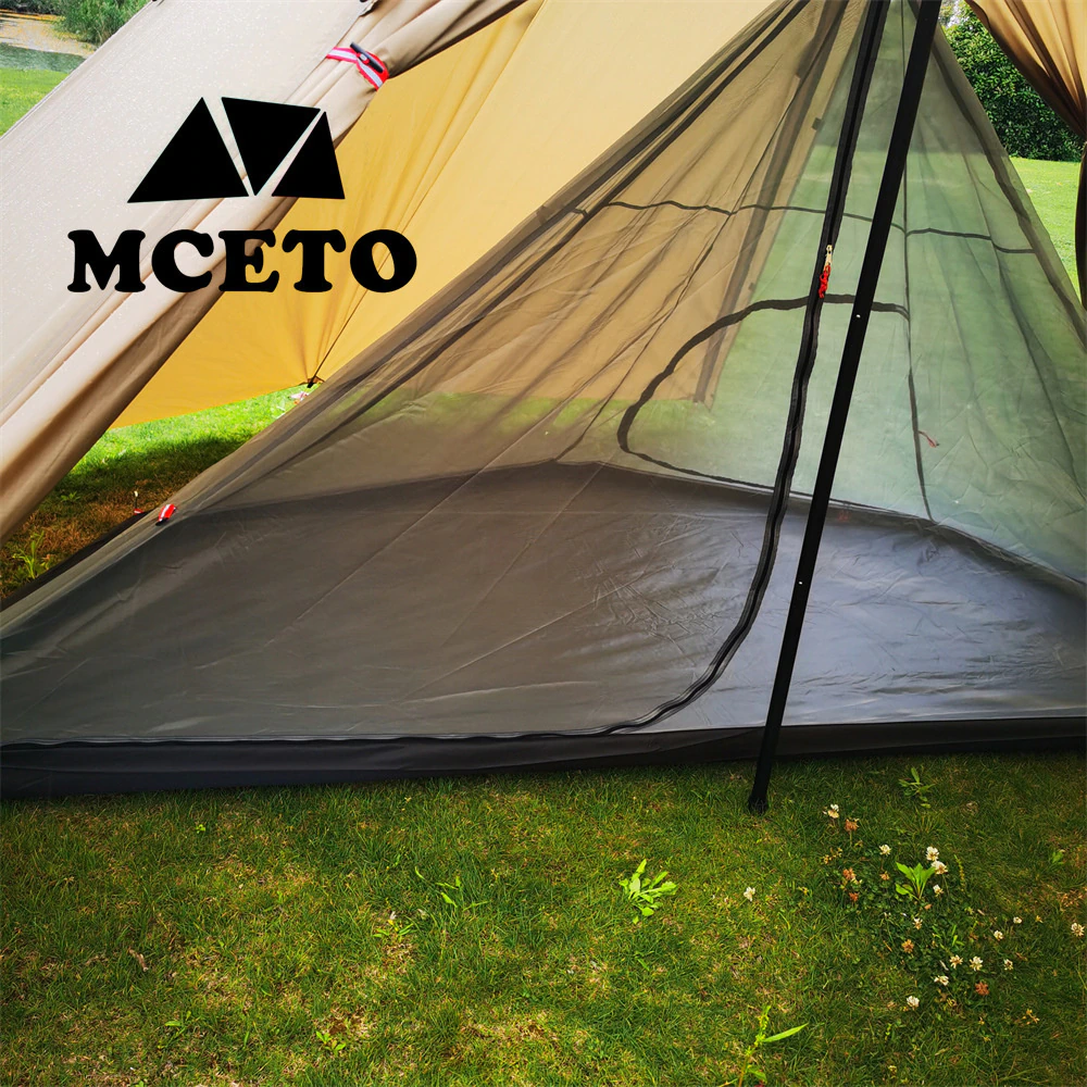 Cheap Goat Tents MCETO 5 8 Pessons Octagonal Camping Pyramid Tent with Chimney Hole Large Space Picnic Travel Family Party Tent Outdoor Shelter   